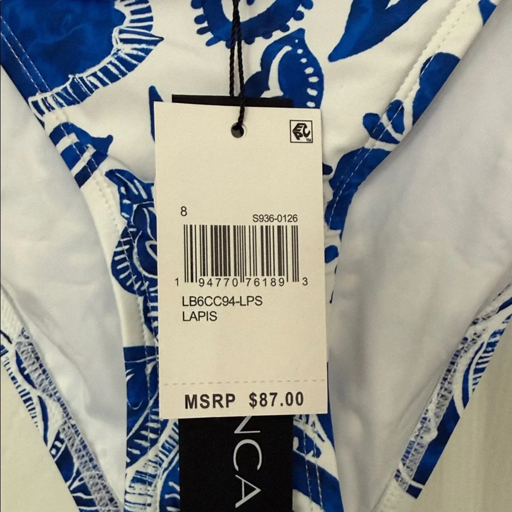 La Blanca Blue and White Floral Tie-Side Bikini Bottoms - Picture 3 of 10